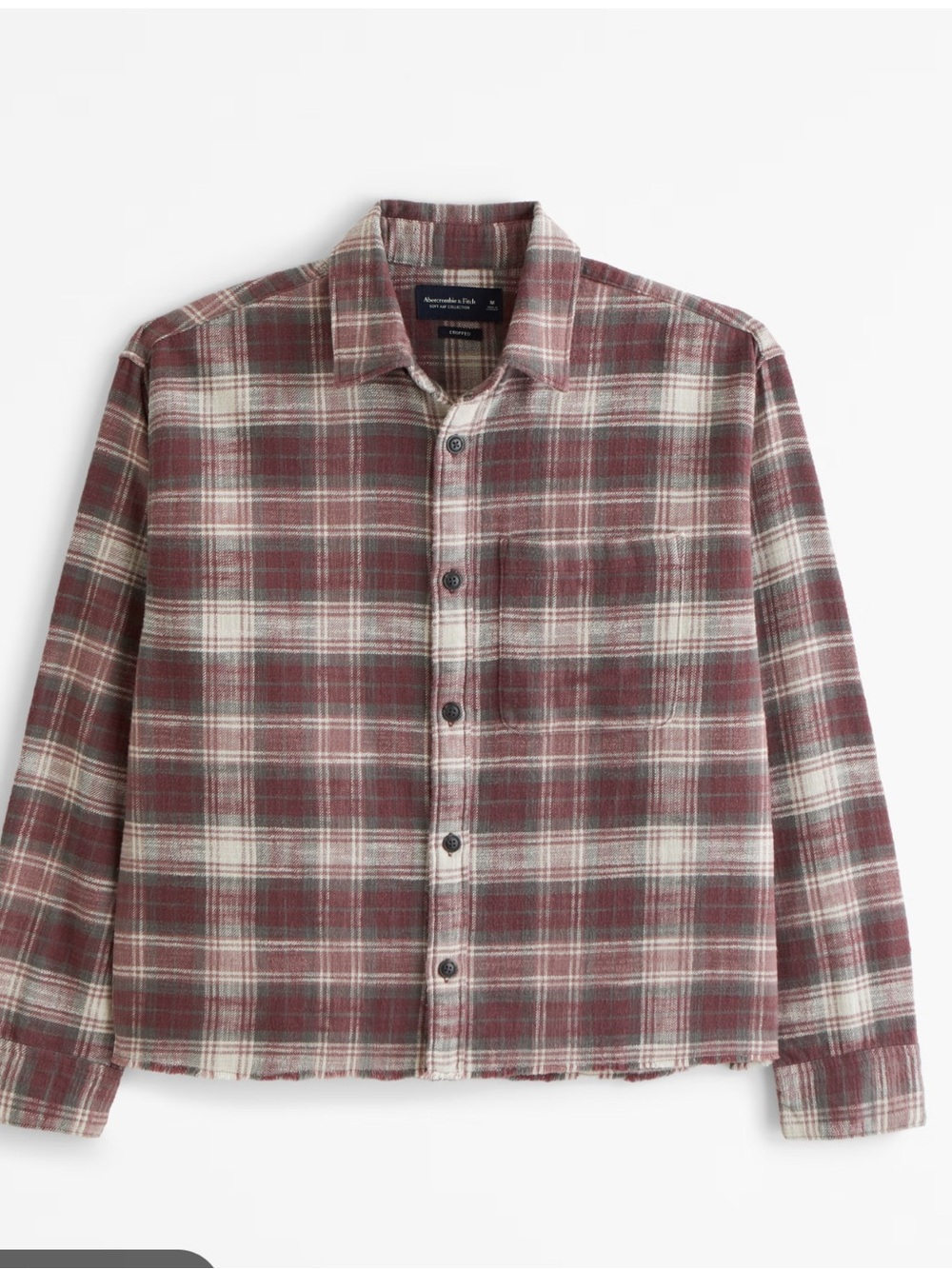 NWT Abercrombie & Fitch 100% Cotton Cropped Flannel. Cozy. Fall. Oversized. M